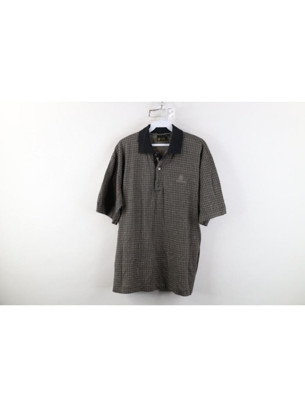 Vintage 90s Streetwear Mens Large Faded Geometric Knit Collared Golf Polo Shirt